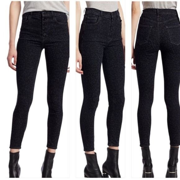 J Brand Womens Lillie High-Rise Leopard-Print Button Fly Skinny Jeans Si… - Picture 1 of 15